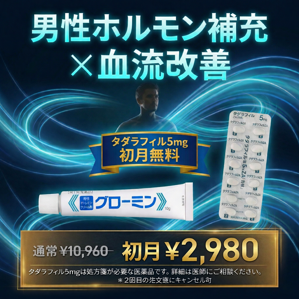 [¥7,960 OFF 1st Month] The Male Drive Protocol | Testosterone (Growmin Ointment, 10g) & Tadalafil 5mg