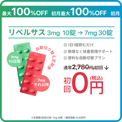 【8/7 23:59まで｜ePass リベルサス3mg→7mg SALE】初月最安0円で増量もお得に試せるチャンス