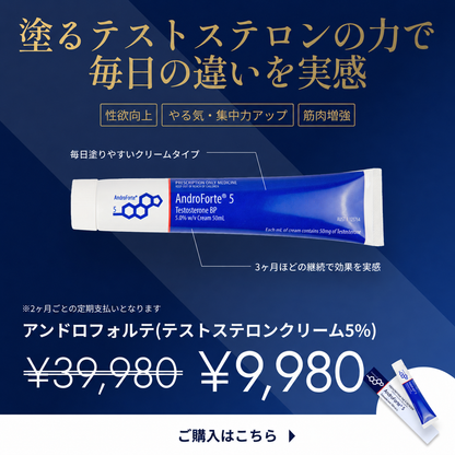 テストステロンクリーム5% - アンドロフォルテ (2ヶ月分)：オーストラリアで承認