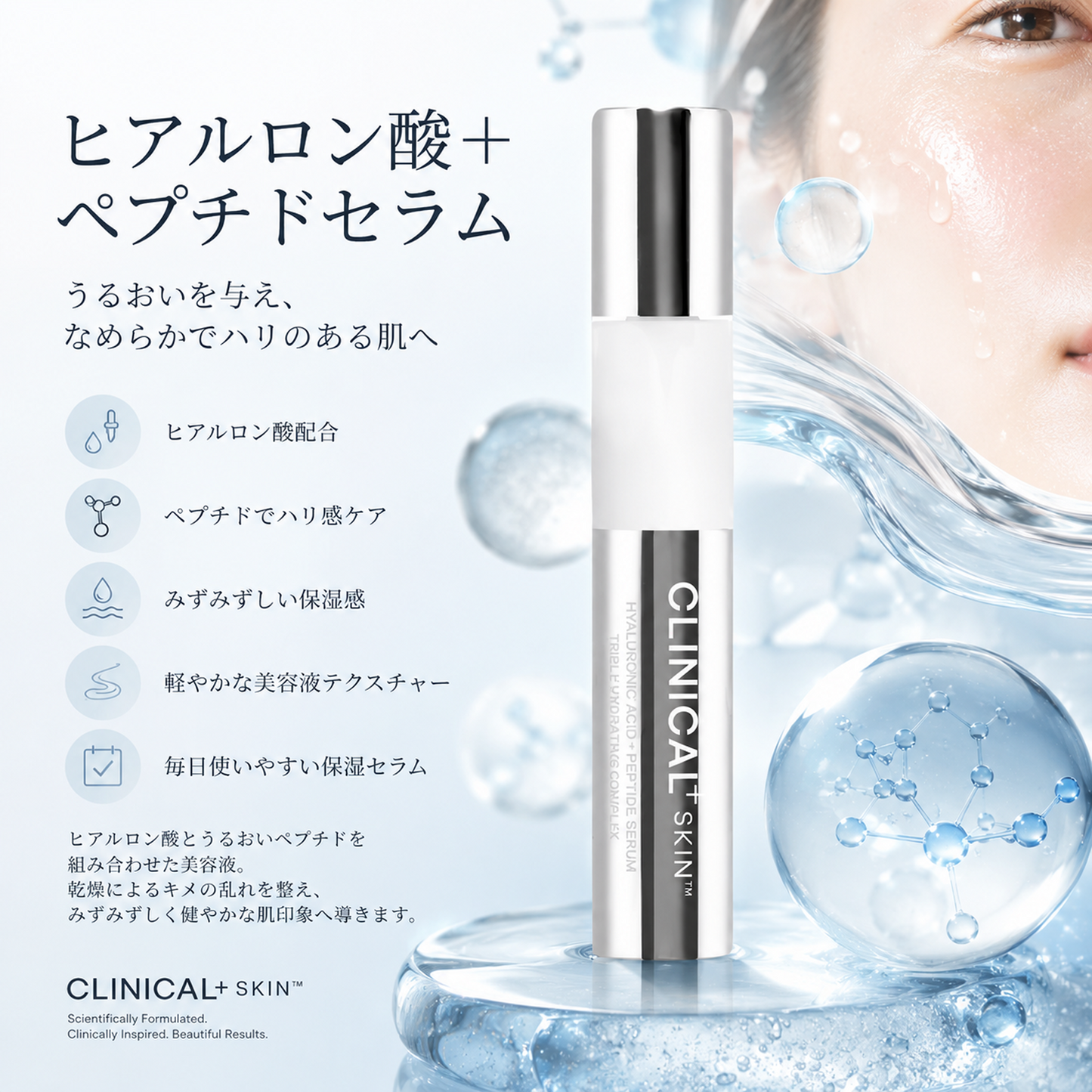 ヒアルロン酸＋ペプチドセラム「Clinical+ Skin」
