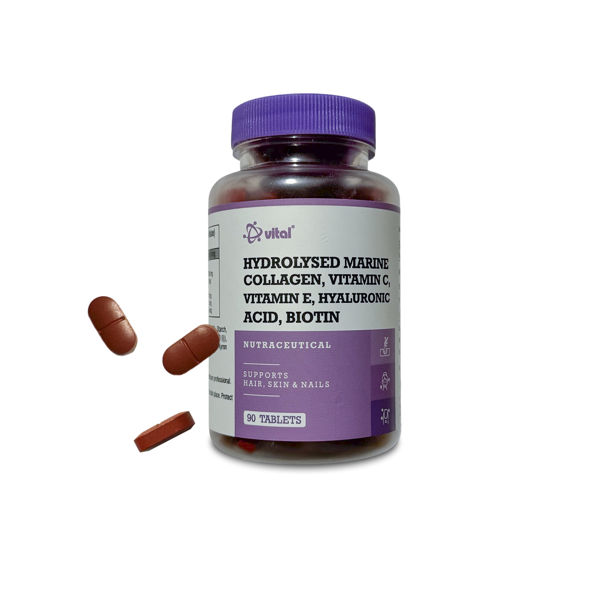 Hydrolysed Marine Collagen, Vitamin C/E, Hyaluronic Acid, Biotin Capsule