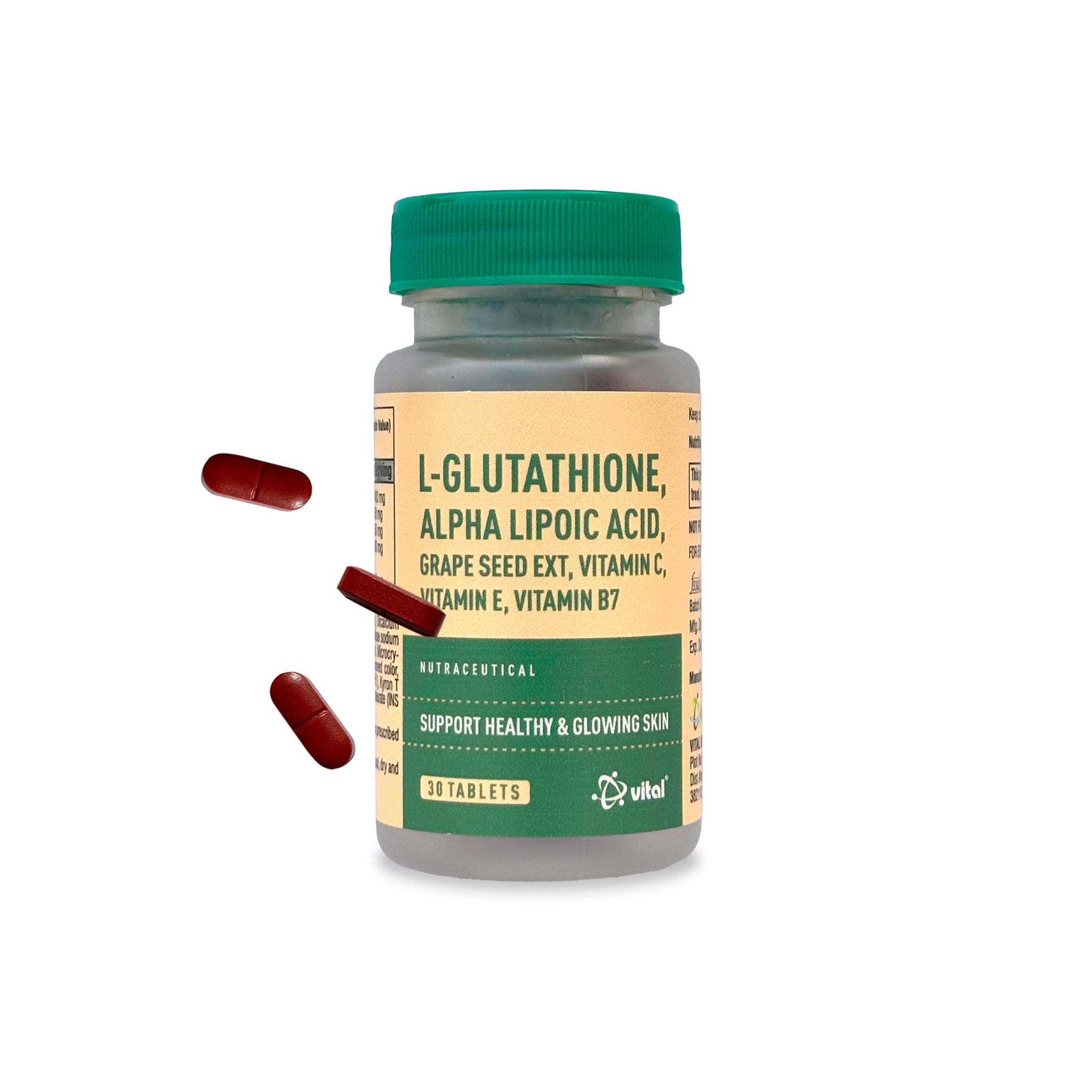 L-Glutathione, Alpha Lipoic Acid, Grape Seed Ext, Vitamin C/E/B7